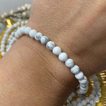 4mm Howlite Beaded Bracelet