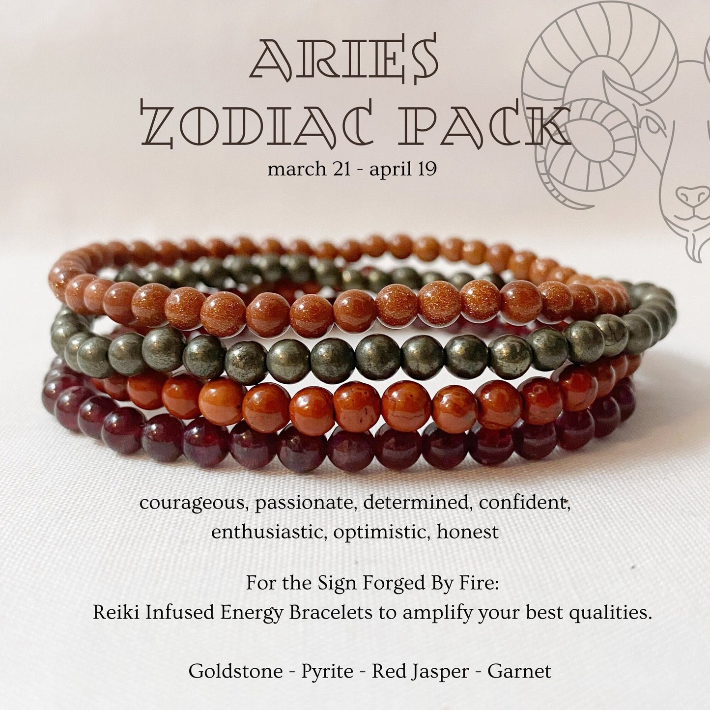 Aries Zodiac Bracelet Set