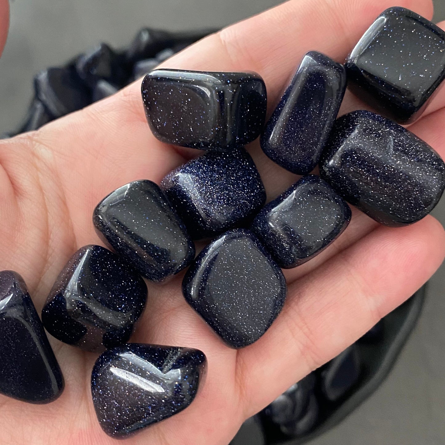 Blue Goldstone Tumbled Stones