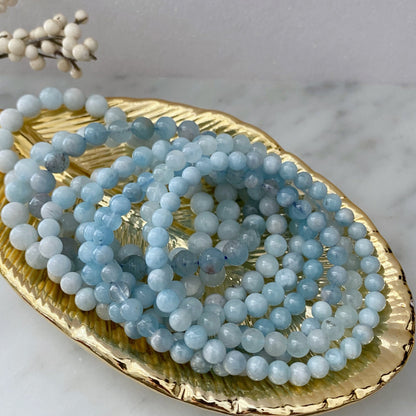 8mm Aquamarine Beaded Bracelet