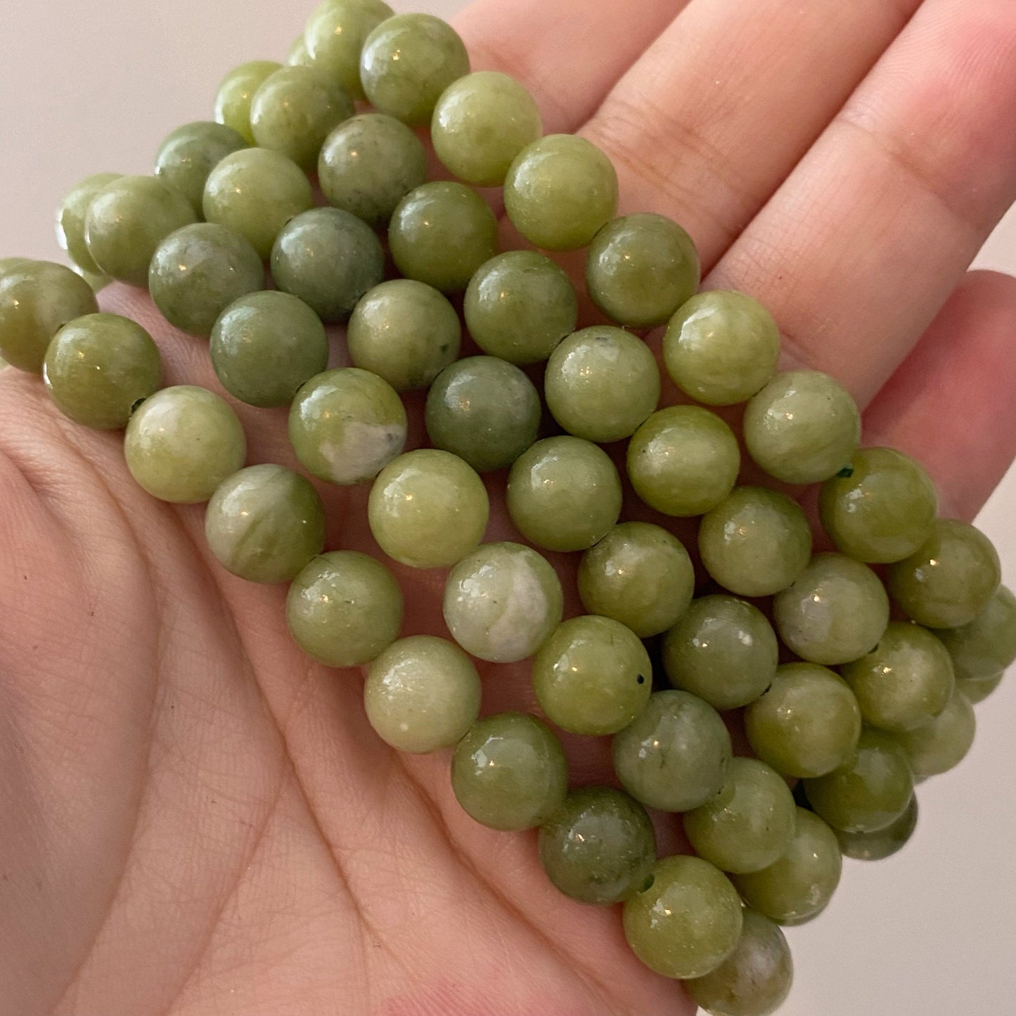 8mm Chinese Jade Beaded Bracelet