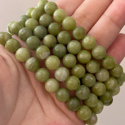 8mm Chinese Jade Beaded Bracelet