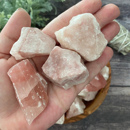 Raw Strawberry Pink Calcite Stones