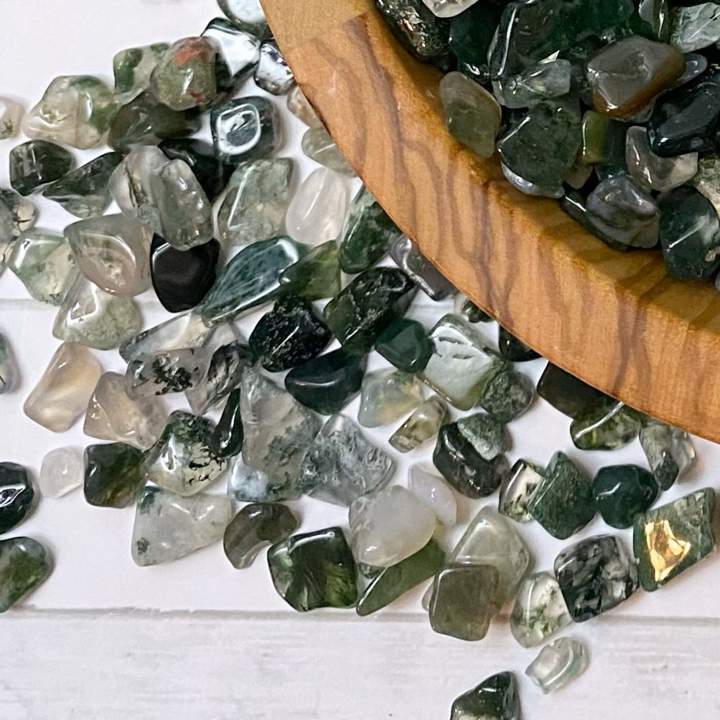 Green Moss Agate Crystal Chips