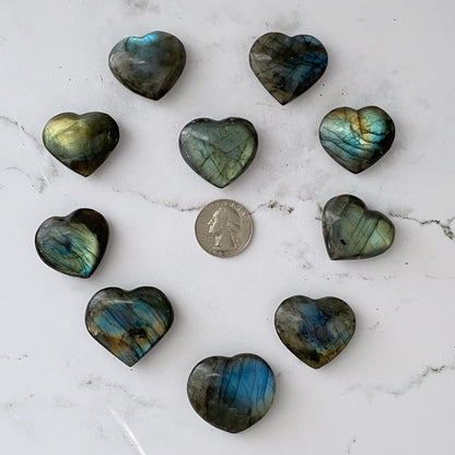 1.5" Small Labradorite Heart with Flash