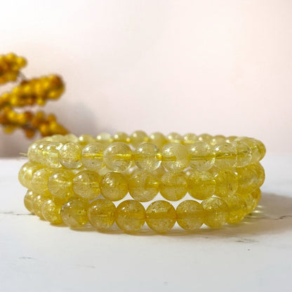 6mm Citrine Beaded Bracelet