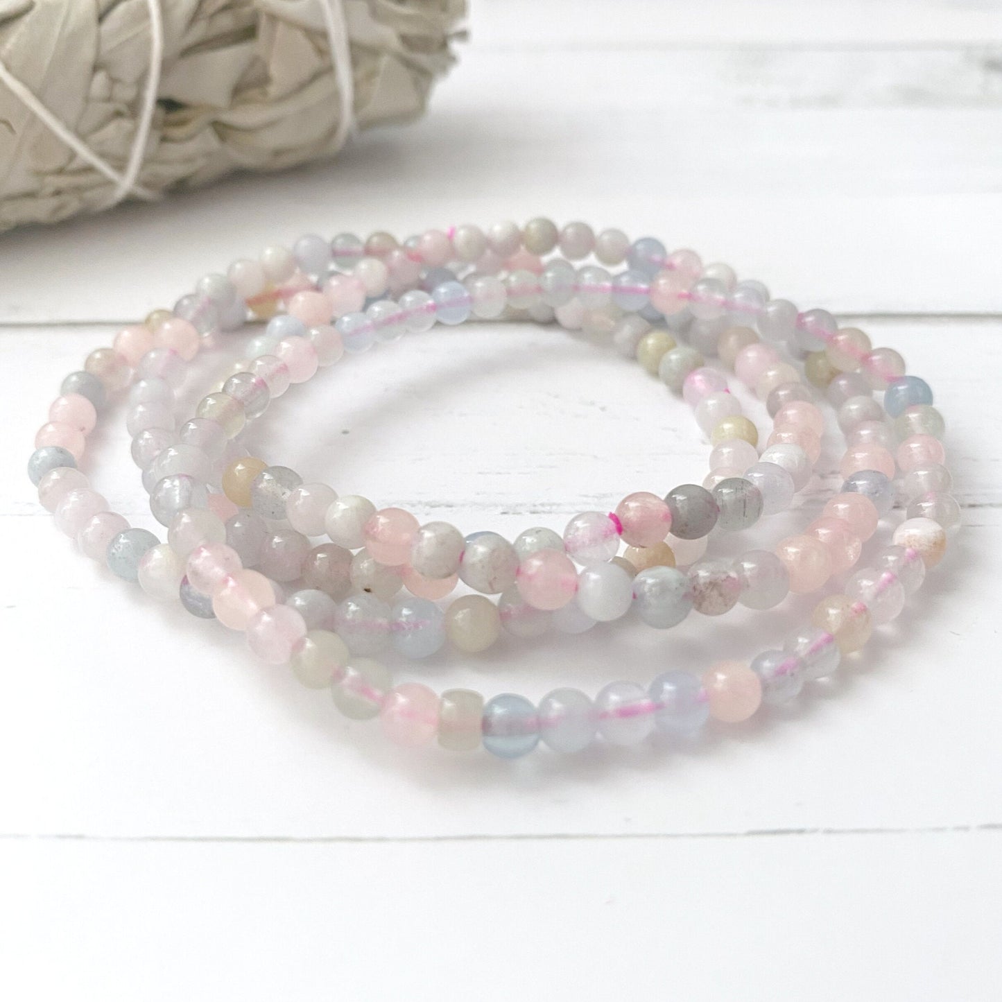 4mm Morganite Beaded Bracelet