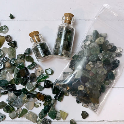 Green Moss Agate Crystal Chips