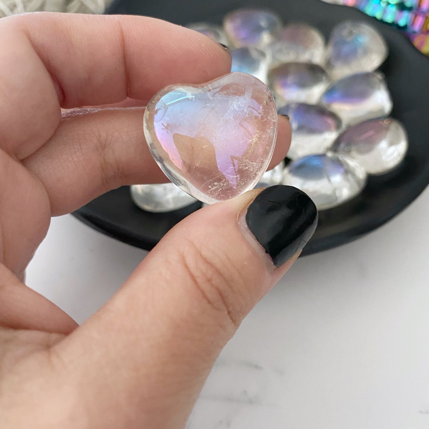 1" Mini Angel Aura Crystal Quartz Heart