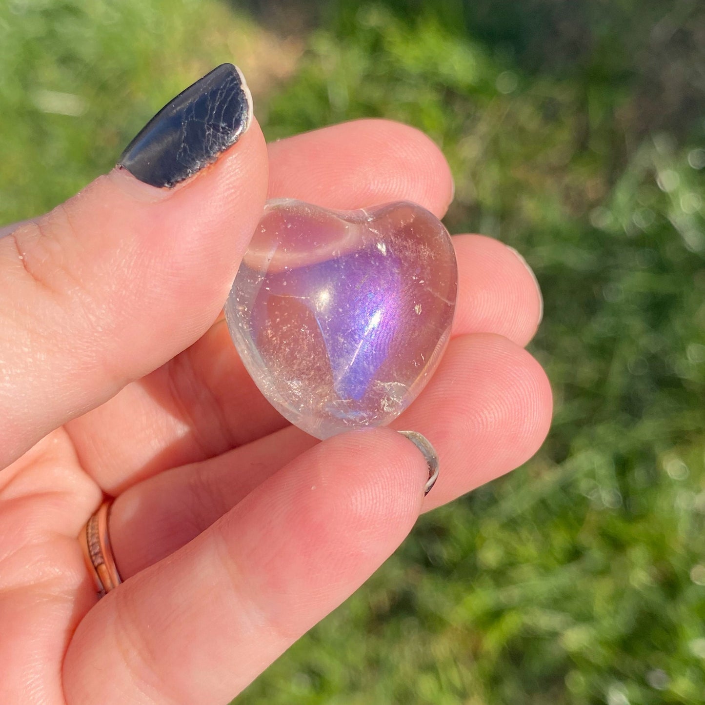 1" Mini Angel Aura Crystal Quartz Heart