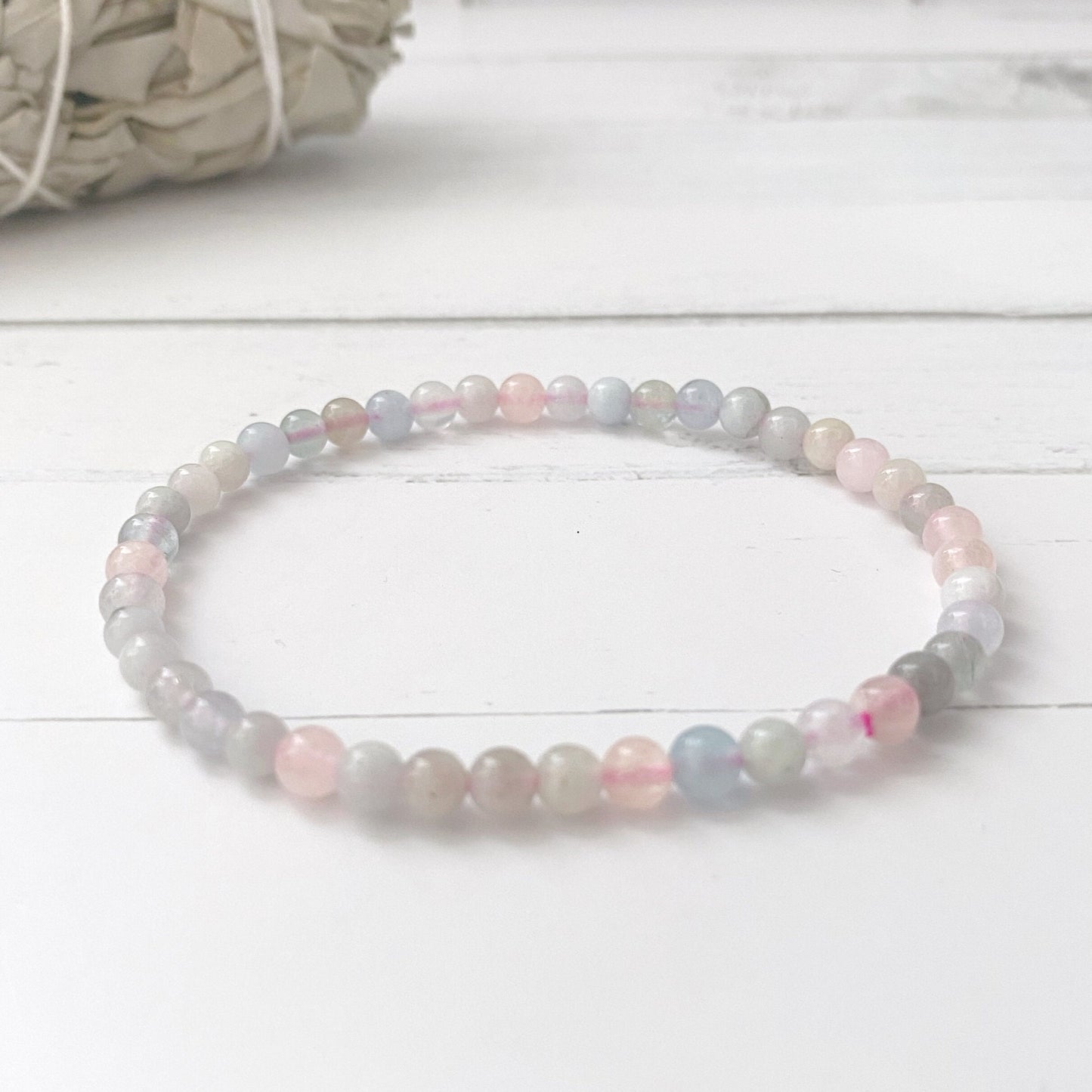 4mm Morganite Beaded Bracelet