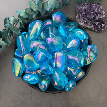 Aqua Aura Quartz Tumbled Stones