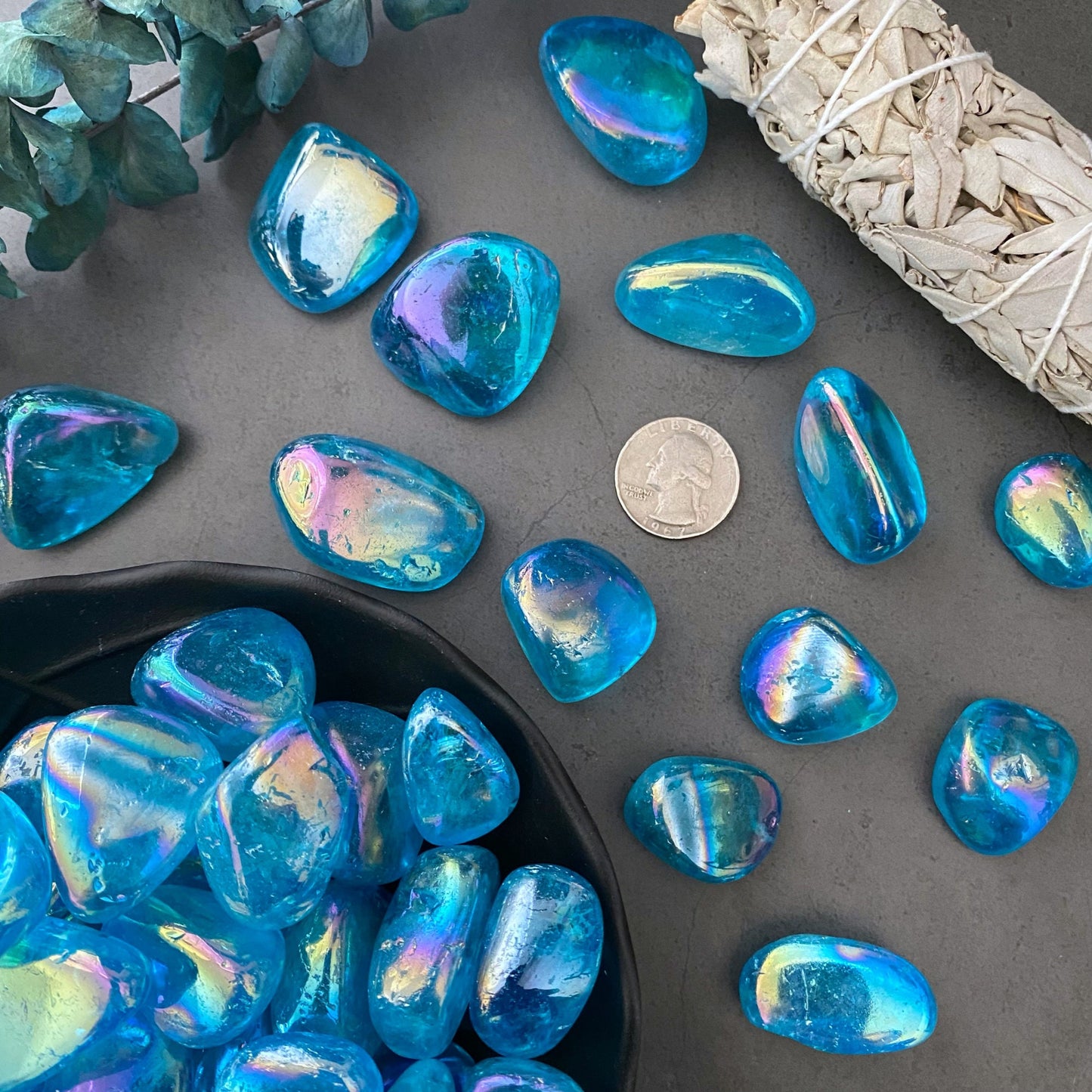 Aqua Aura Quartz Tumbled Stones