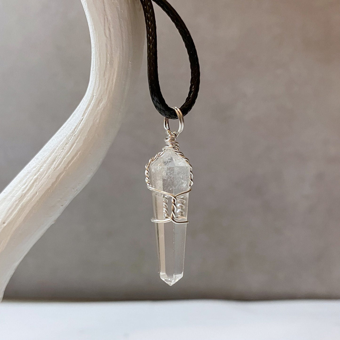 1.5" Double Terminated Clear Quartz Point Pendant