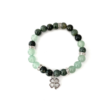 8mm Green Aventurine & Kambaba Jasper Beaded Bracelet