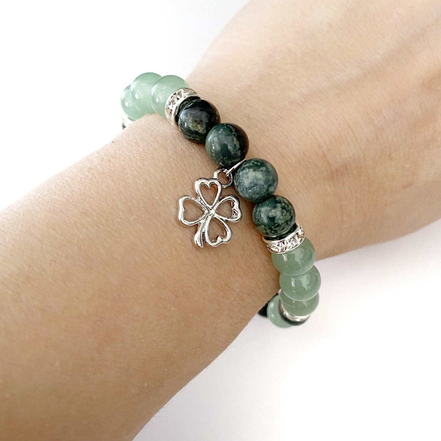 8mm Green Aventurine & Kambaba Jasper Beaded Bracelet