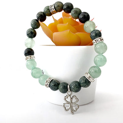 8mm Green Aventurine & Kambaba Jasper Beaded Bracelet