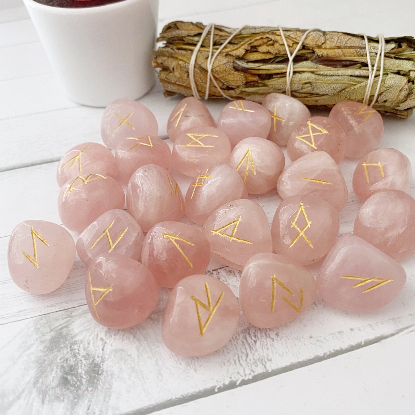 Rose Quartz Elder Futhark Runes