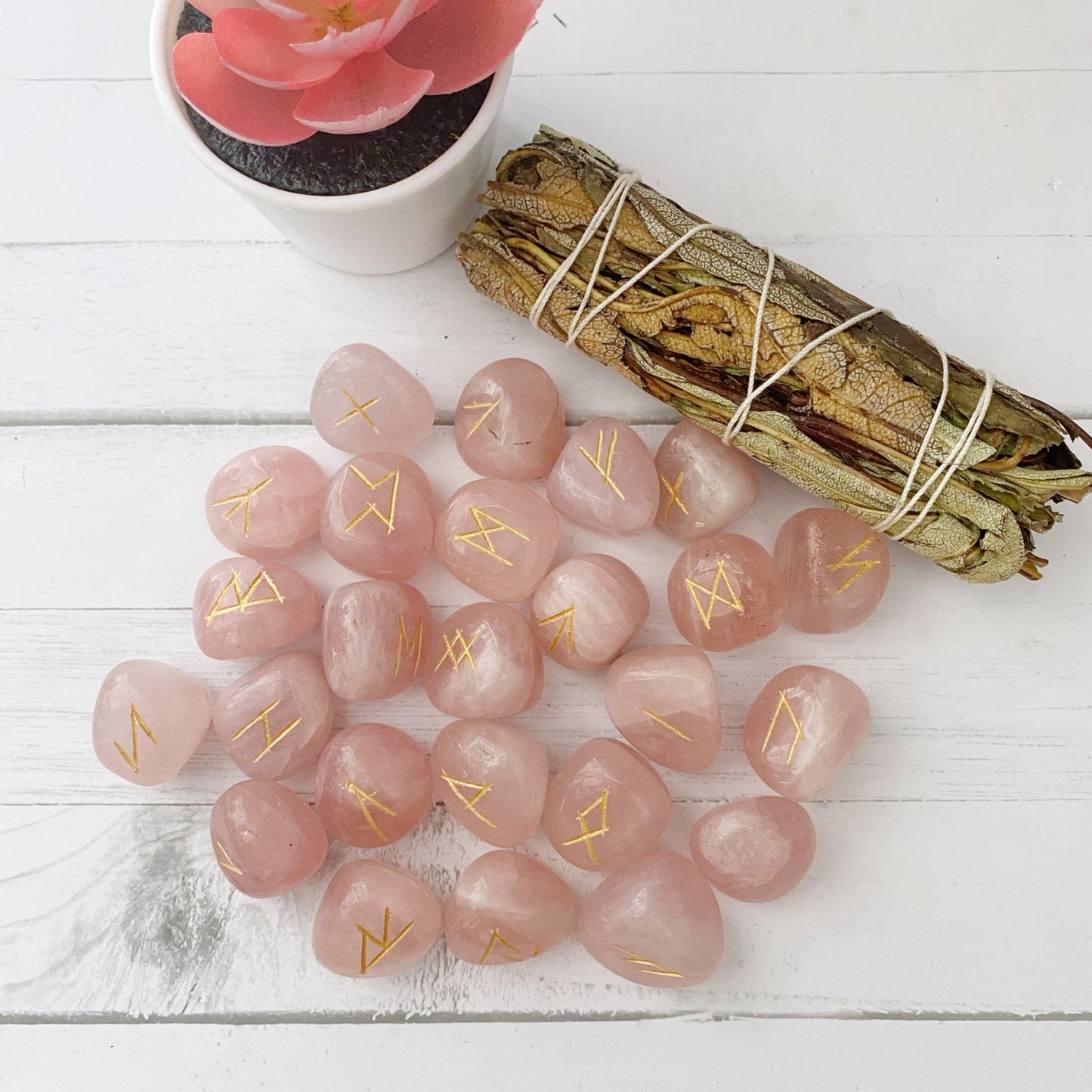 Rose Quartz Elder Futhark Runes