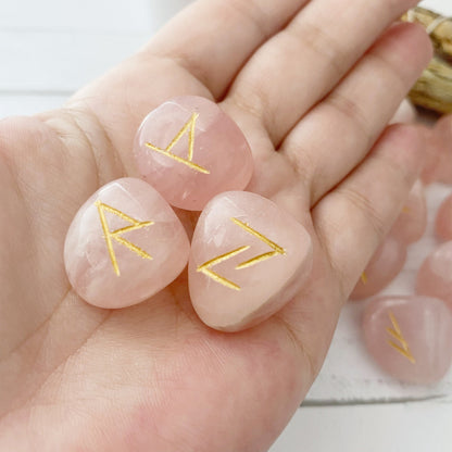 Rose Quartz Elder Futhark Runes