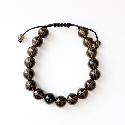 10mm Adjustable Smoky Quartz Beaded Bracelet