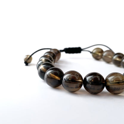 10mm Adjustable Smoky Quartz Beaded Bracelet