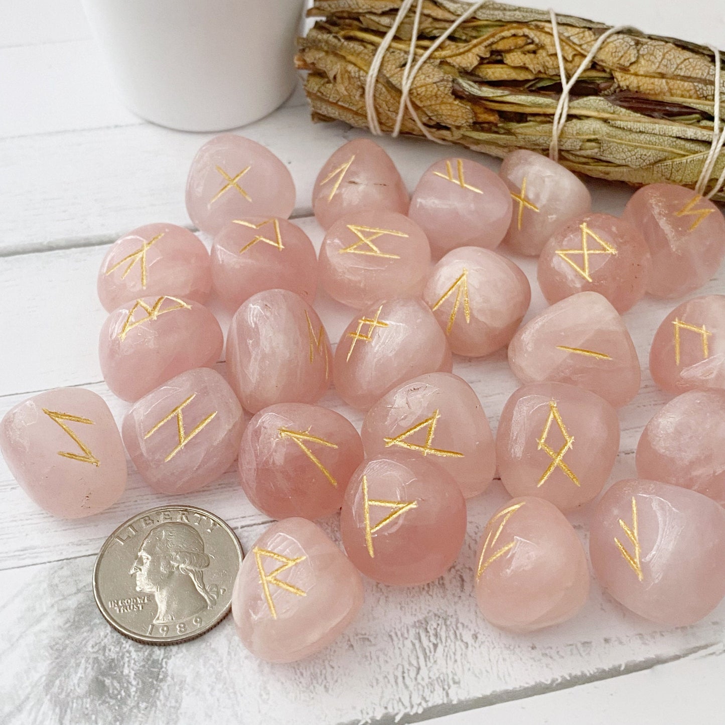 Rose Quartz Elder Futhark Runes