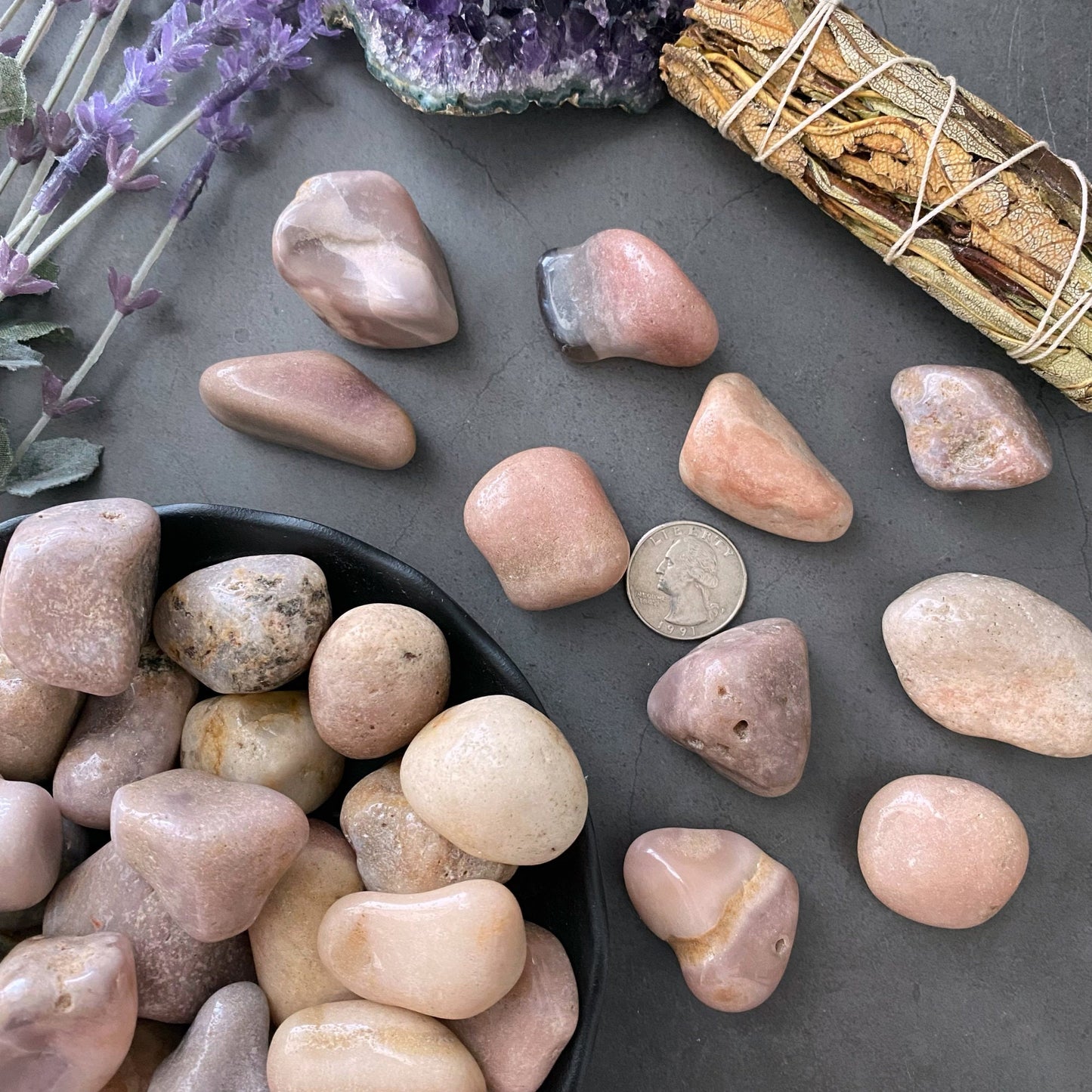 Pink Amethyst Tumbled Stones