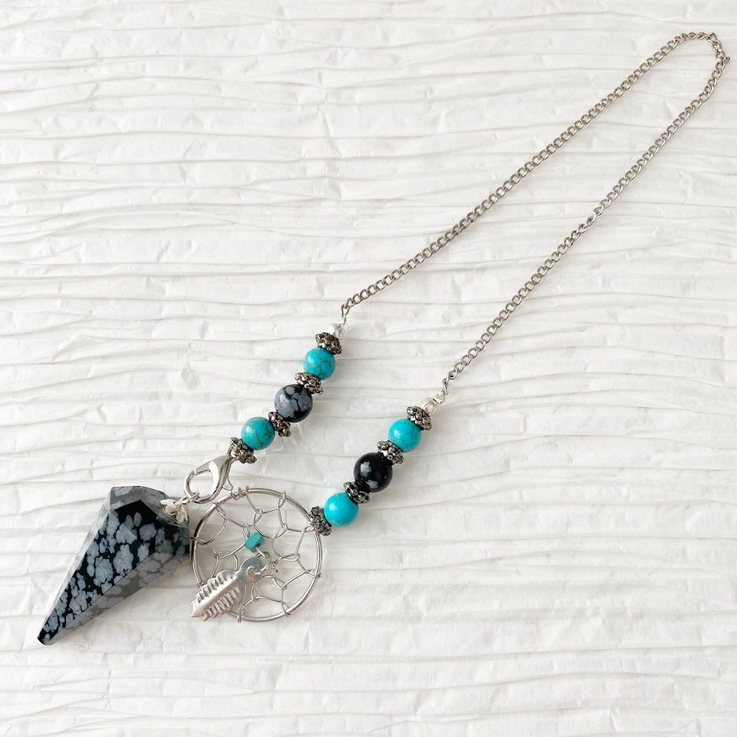 Snowflake Obsidian Hexagonal Pendulum