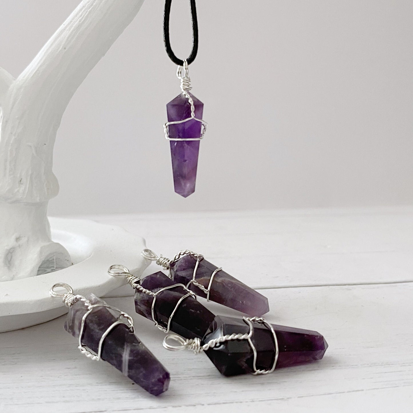 1.5" Double Terminated Amethyst Point Pendant