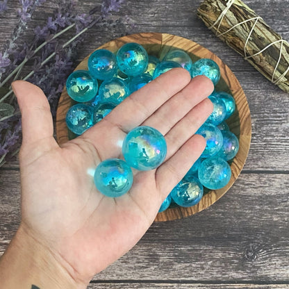 Mini Aqua Aura Quartz Crystal Sphere