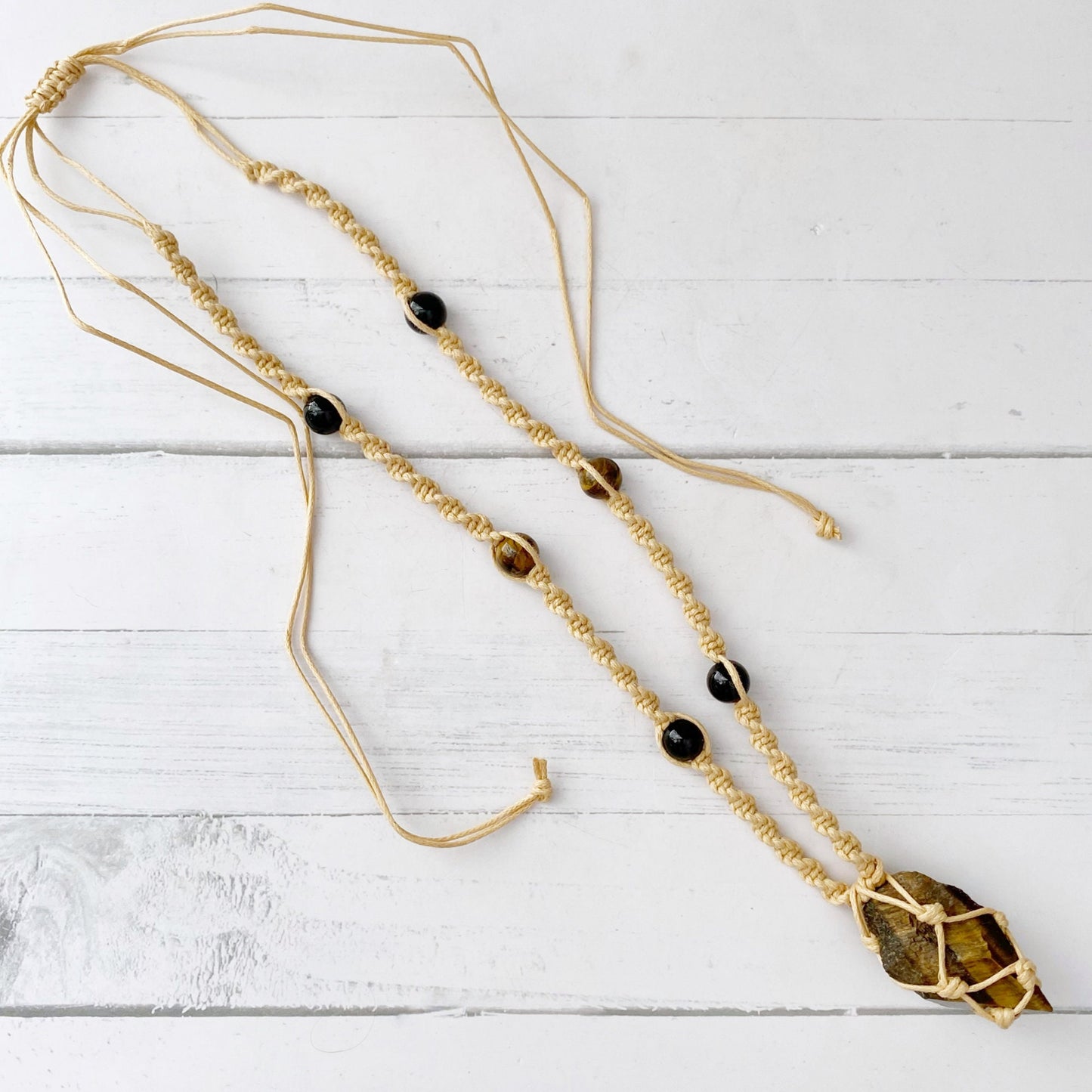 Tigers Eye Crystal Point Necklace