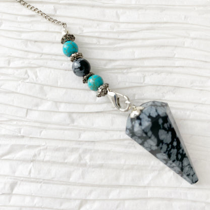 Snowflake Obsidian Hexagonal Pendulum