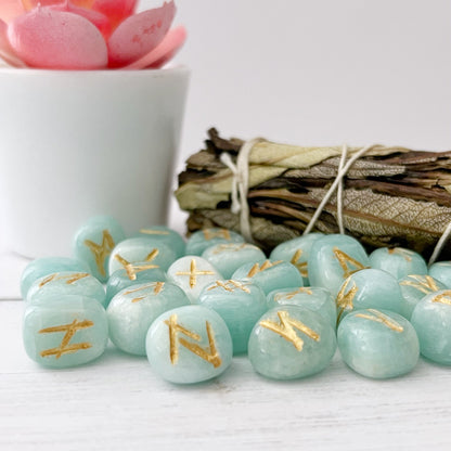 Amazonite Elder Futhark Runes