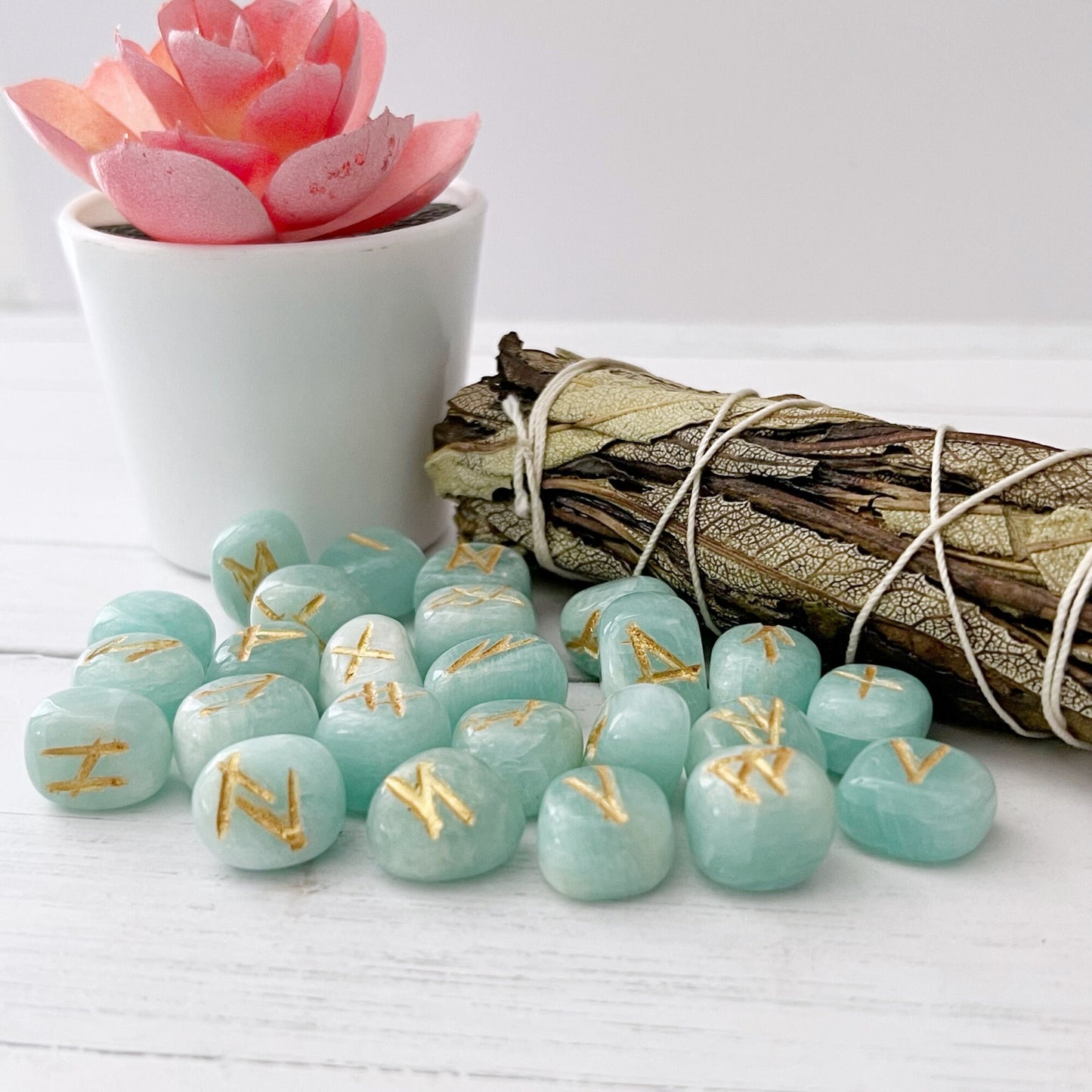 Amazonite Elder Futhark Runes