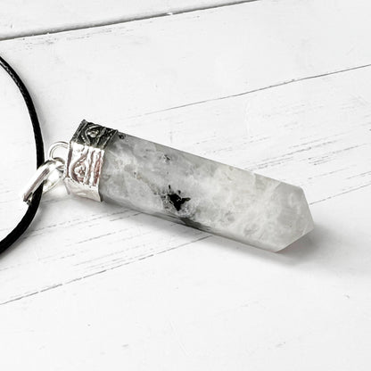 Rainbow Moonstone Point Pendant