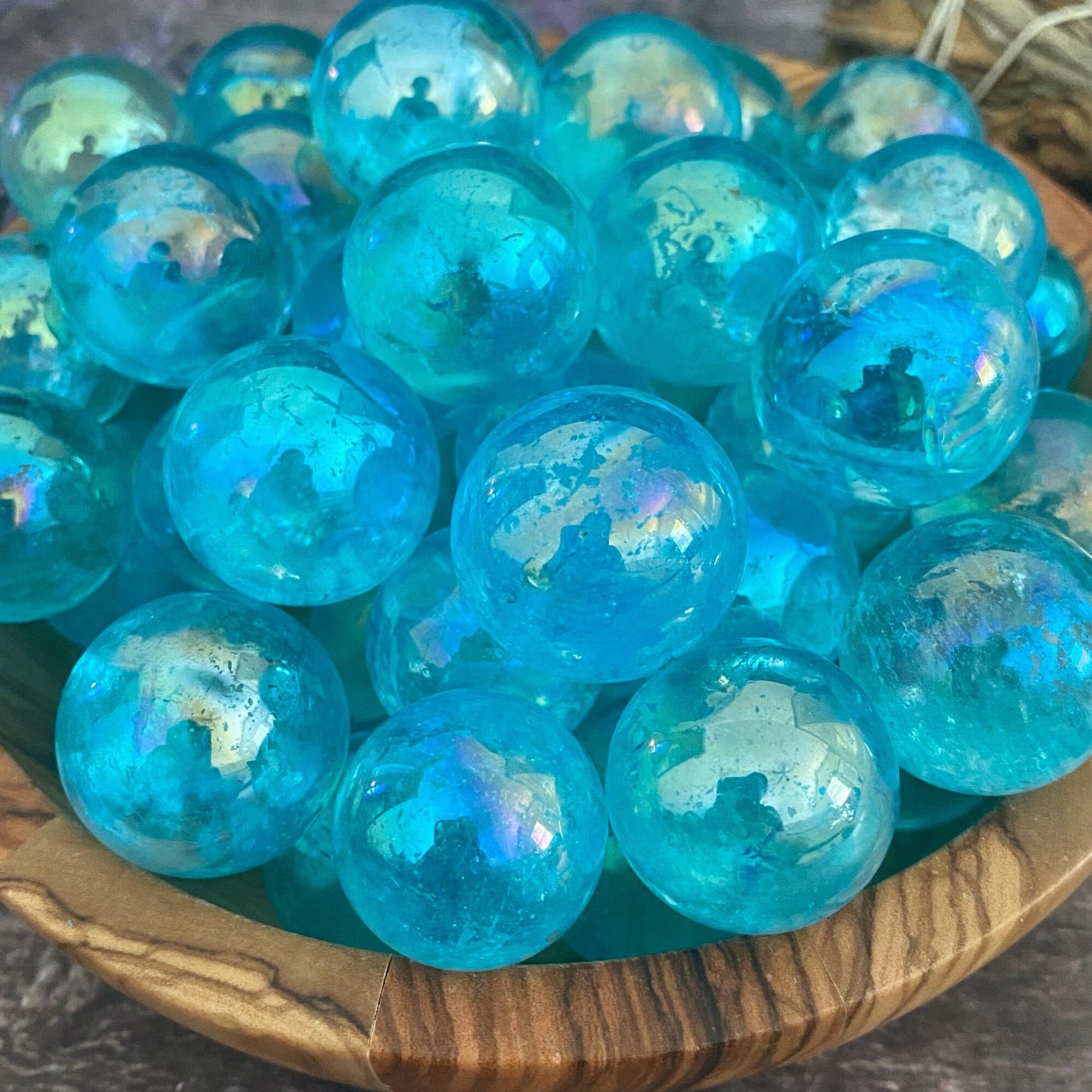 Mini Aqua Aura Quartz Crystal Sphere