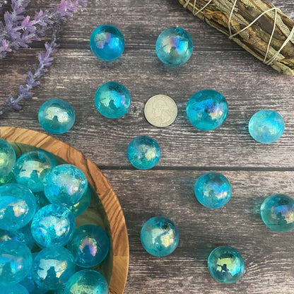 Mini Aqua Aura Quartz Crystal Sphere