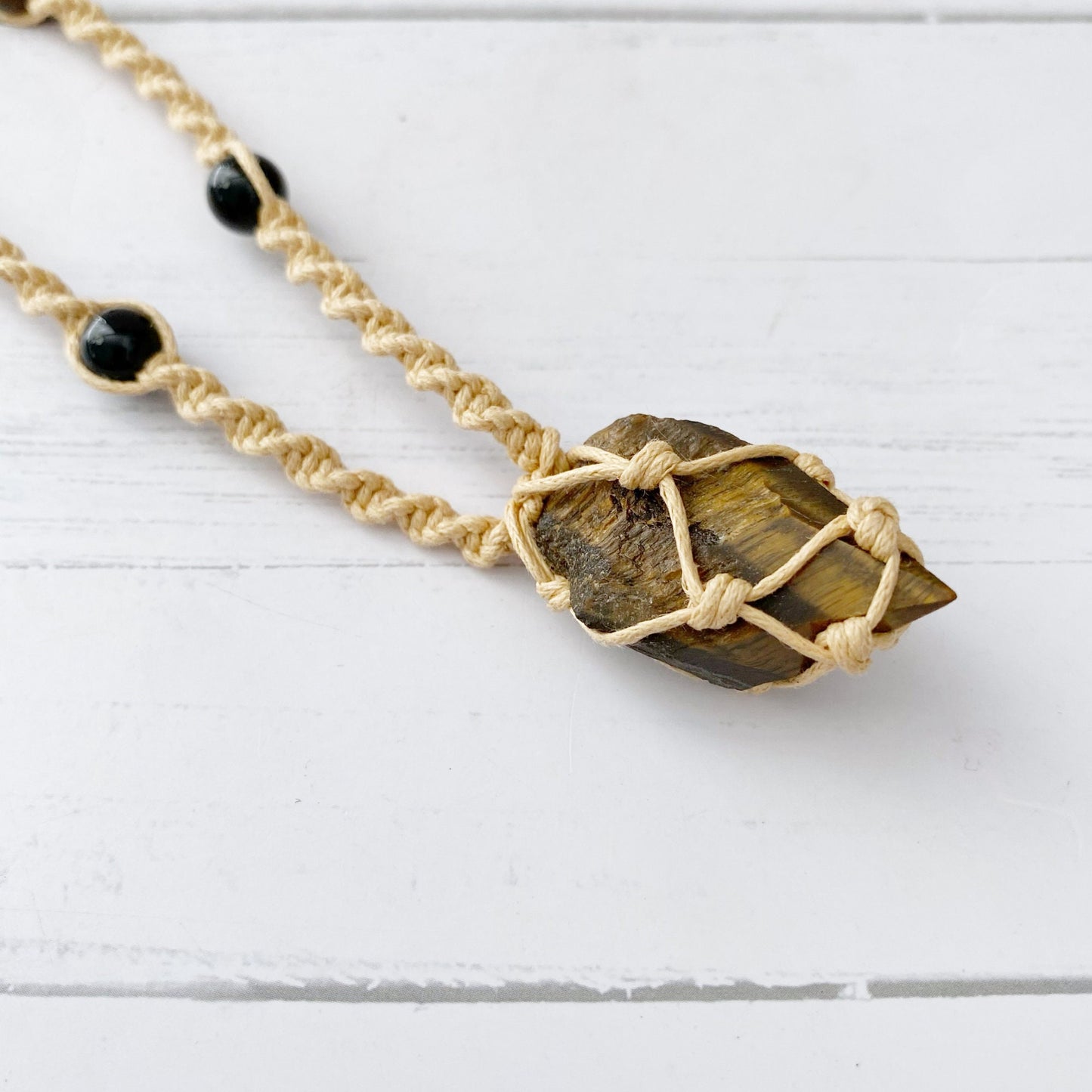 Tigers Eye Crystal Point Necklace