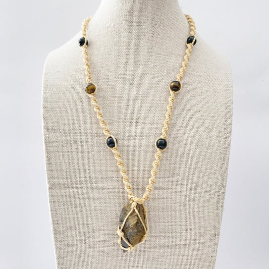 Tigers Eye Crystal Point Necklace