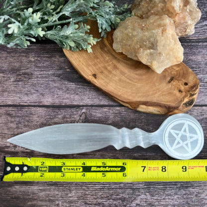 9.5" Selenite Pentacle Athame