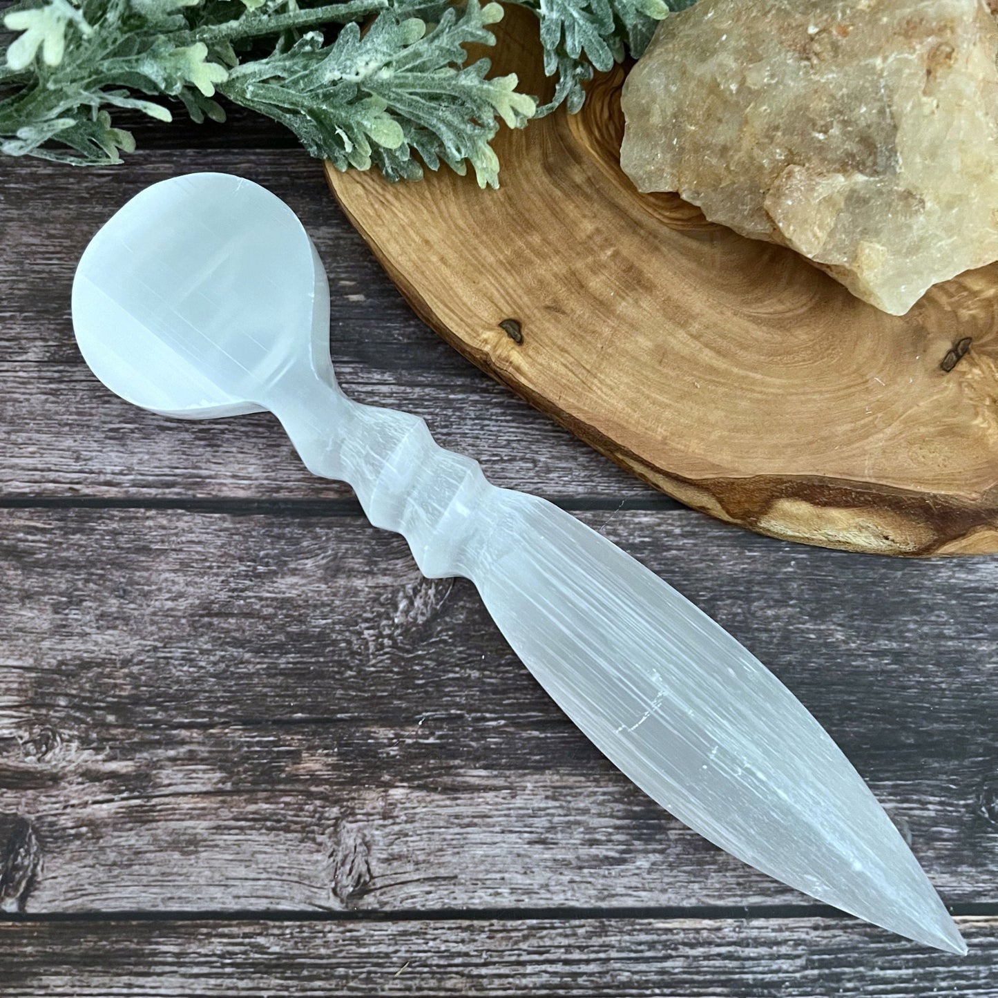 9.5" Selenite Pentacle Athame