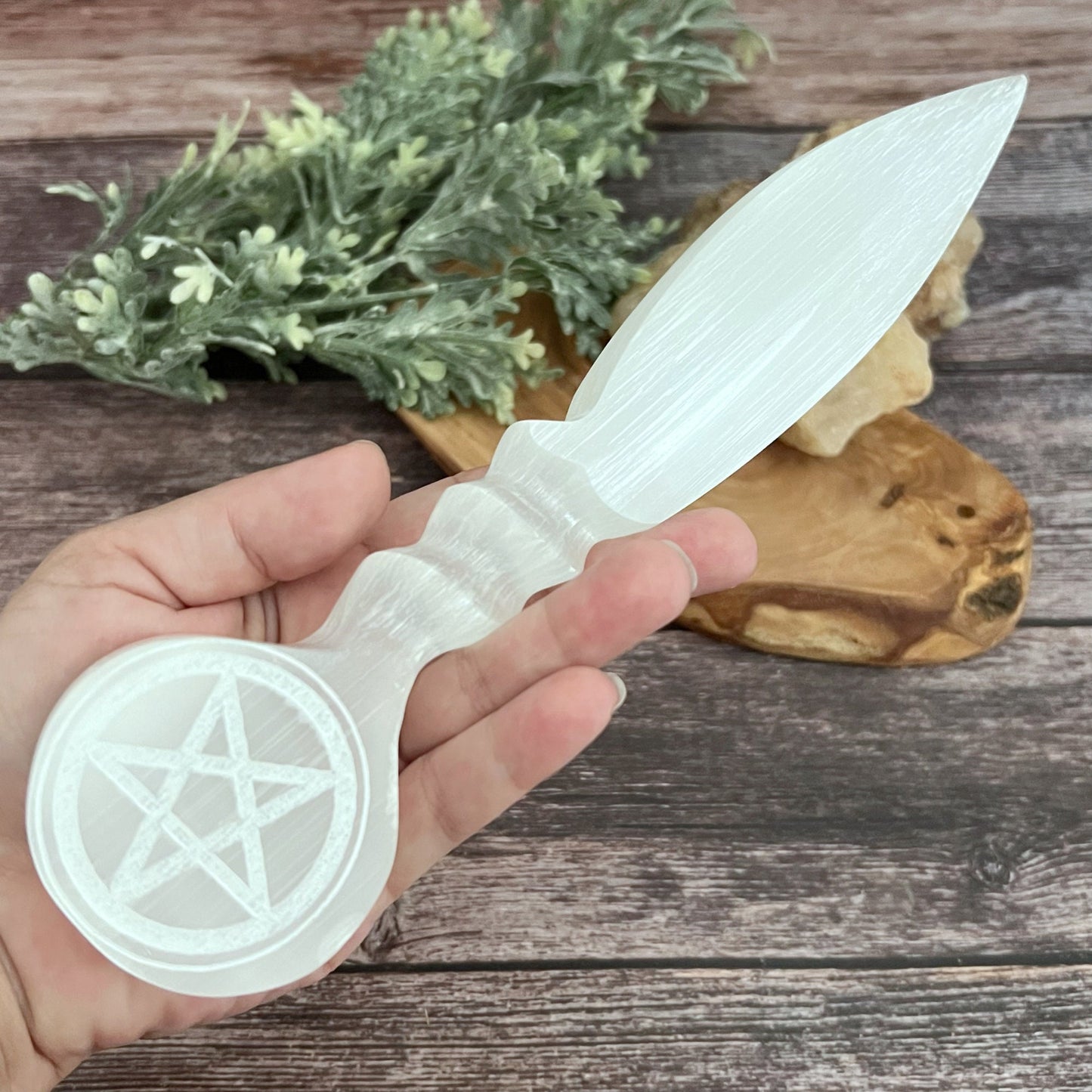 9.5" Selenite Pentacle Athame