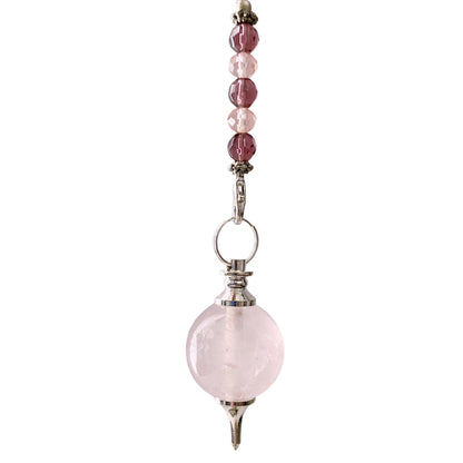 Rose Quartz Crystal Ball Pendulum w/Goddess Charm