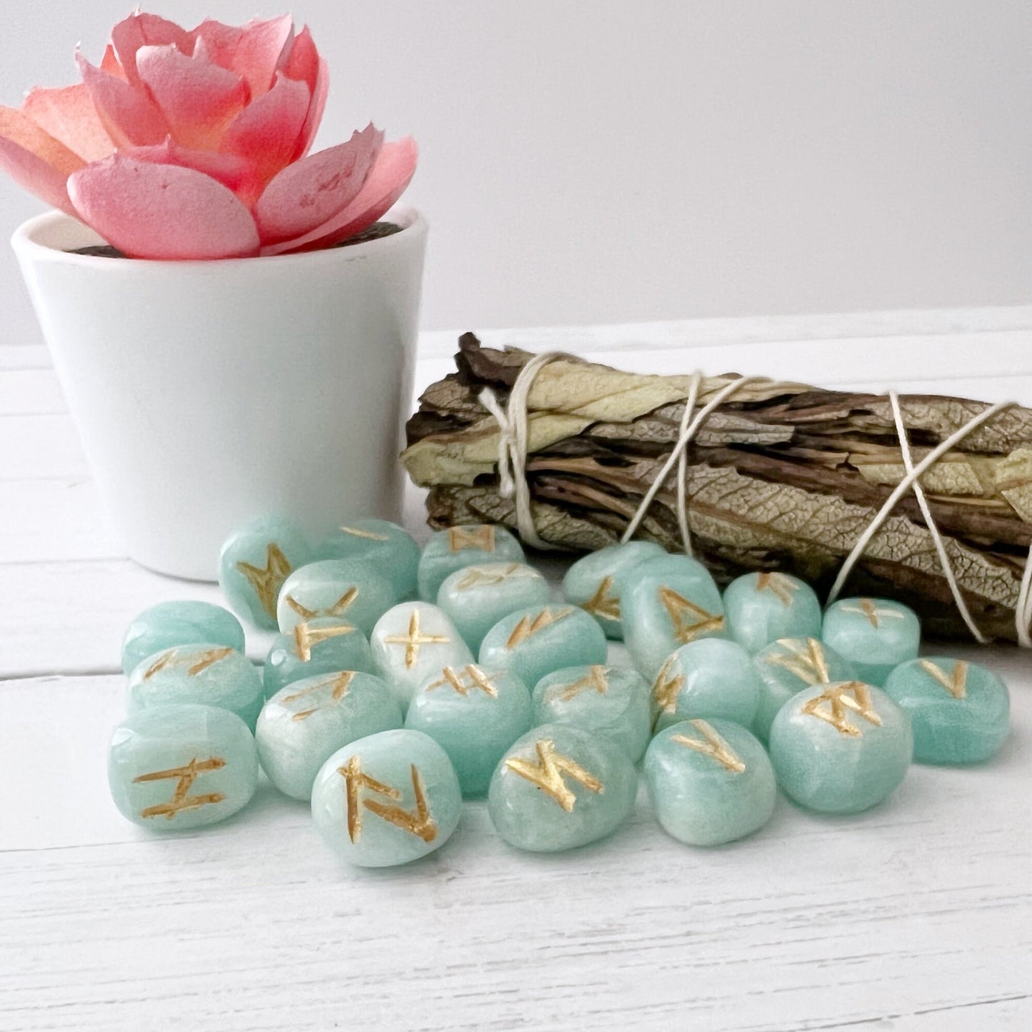 Amazonite Elder Futhark Runes