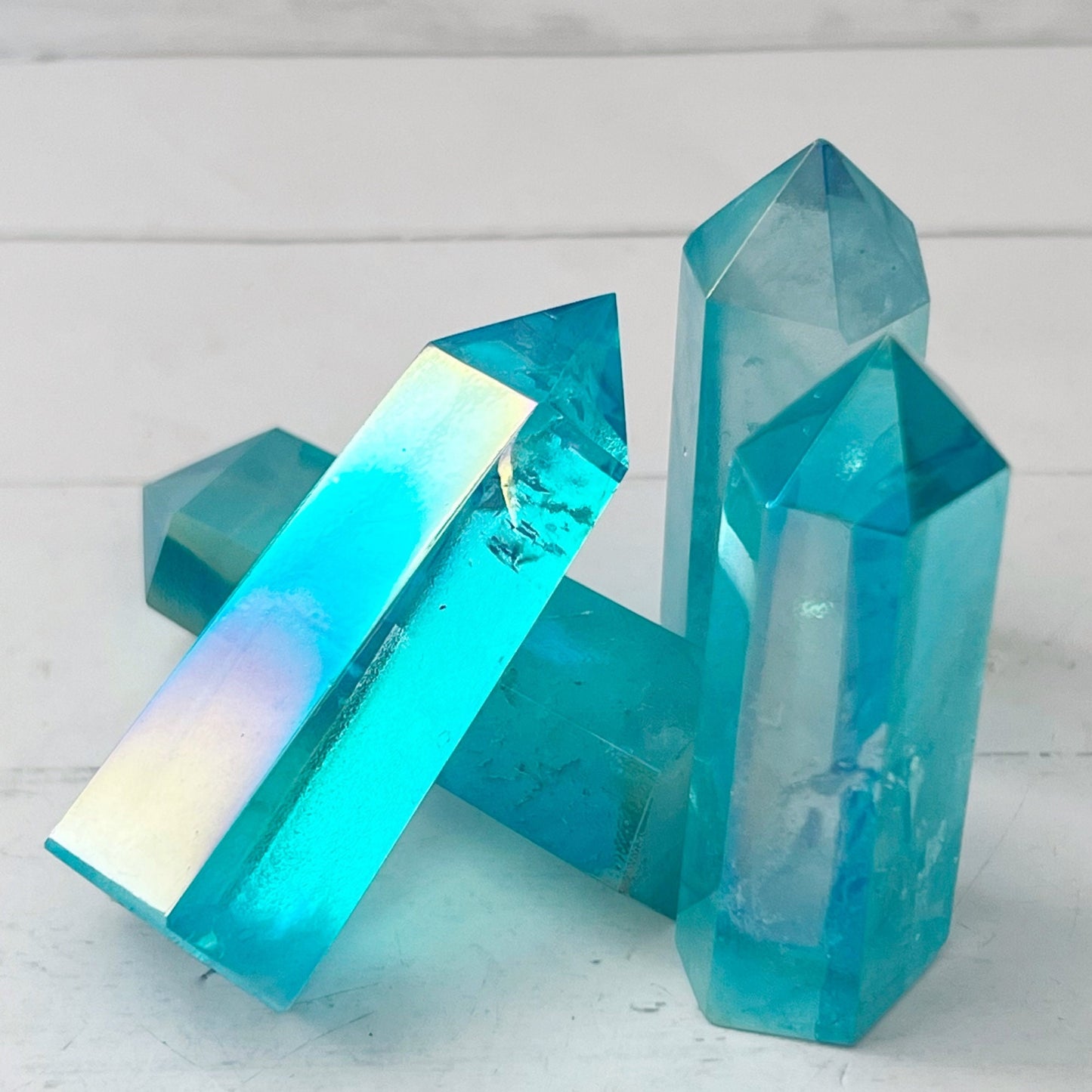 2-4" Polished Aqua Aura Quartz Point