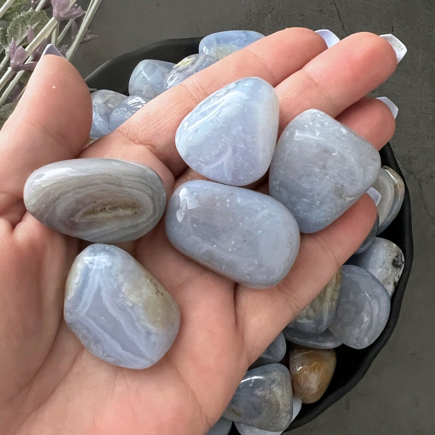 Blue Chalcedony Tumbled Stones