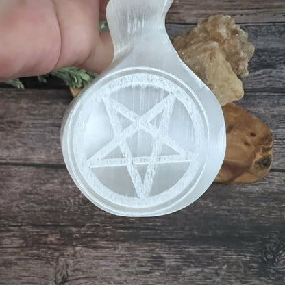 9.5" Selenite Pentacle Athame