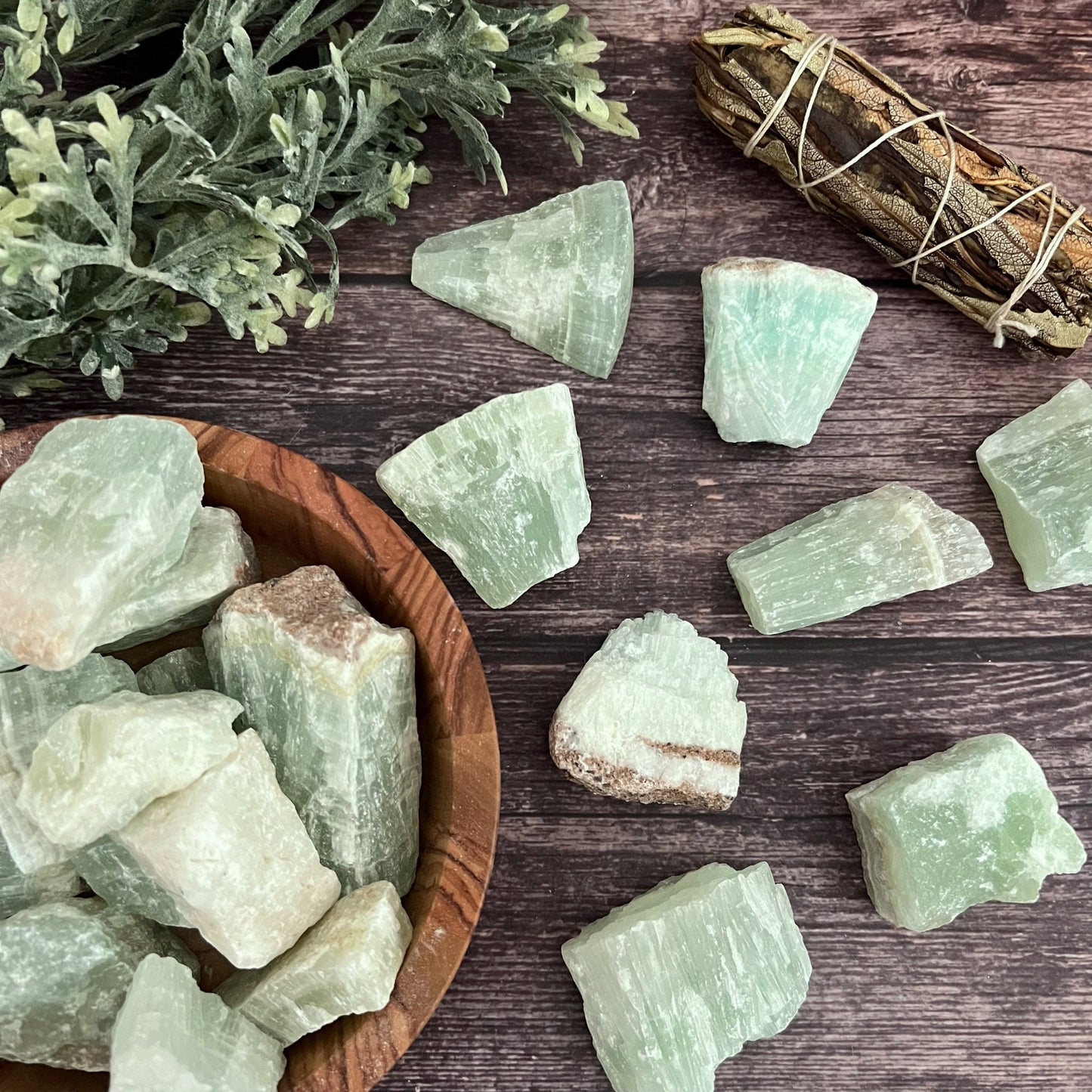 Raw Pistachio Green Calcite Stones