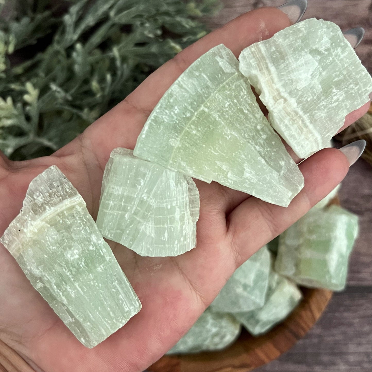 Raw Pistachio Green Calcite Stones